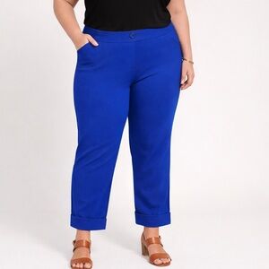 Betabrand Women's Easy Crop Straight Trouser Pants Royal Blue Size 3X Petite